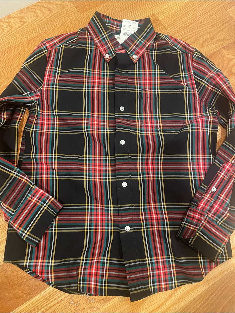 Crewcuts Black Plaid Button-Down Shirt with Red and Yellow Stripes